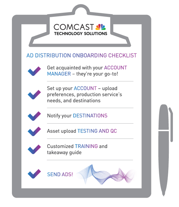 Comcast Technology Solutions ad distribution onboarding checklist