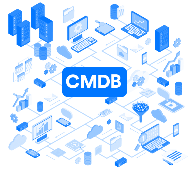 abstract image of computers and data with the acronym 'CMDB'