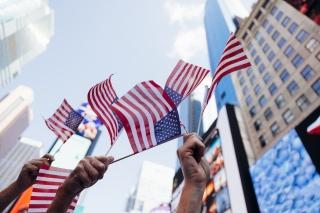 abstract flags in sky